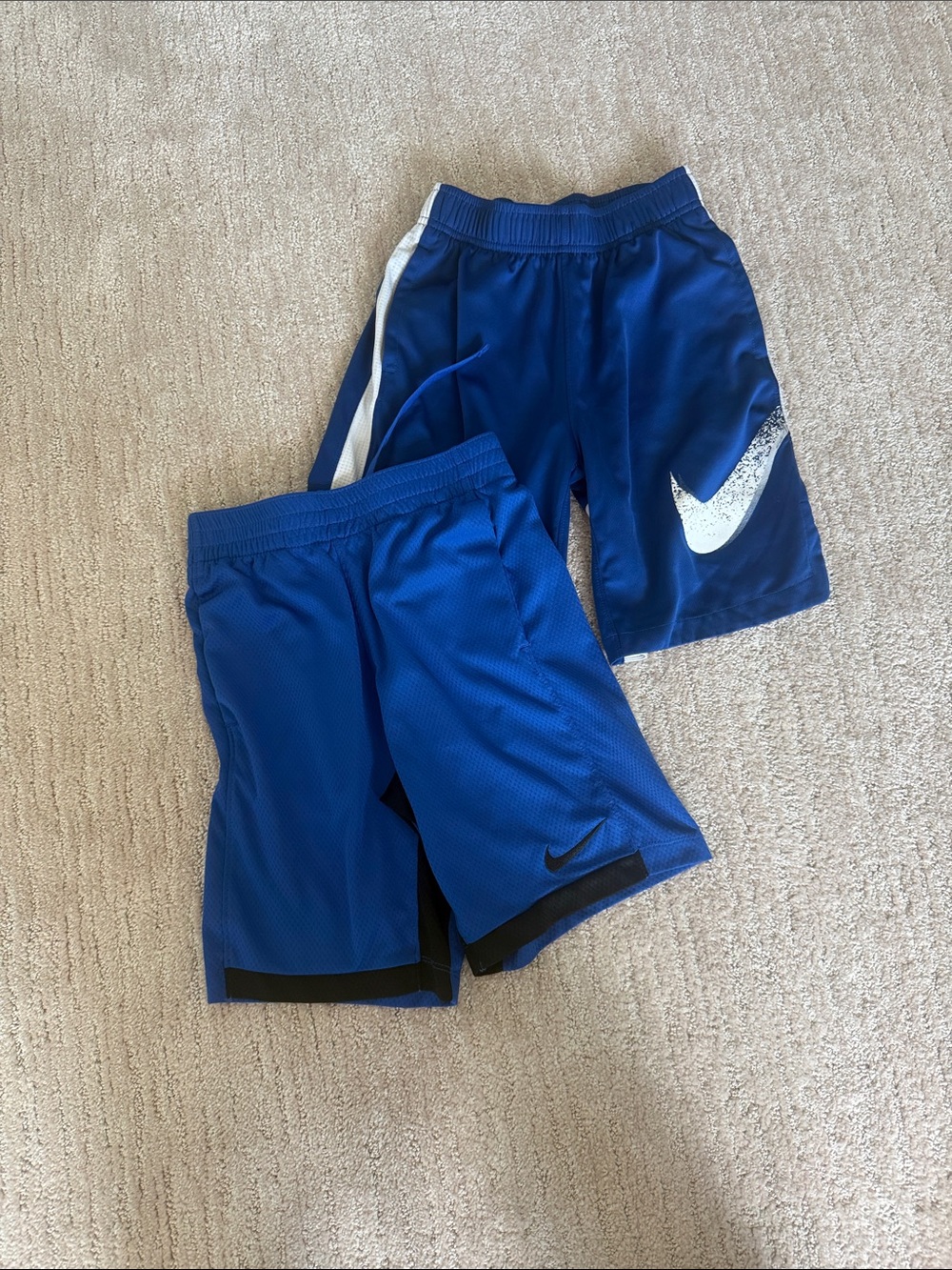 Nike Boys Blue Athletic Shorts Duo with White Swoosh